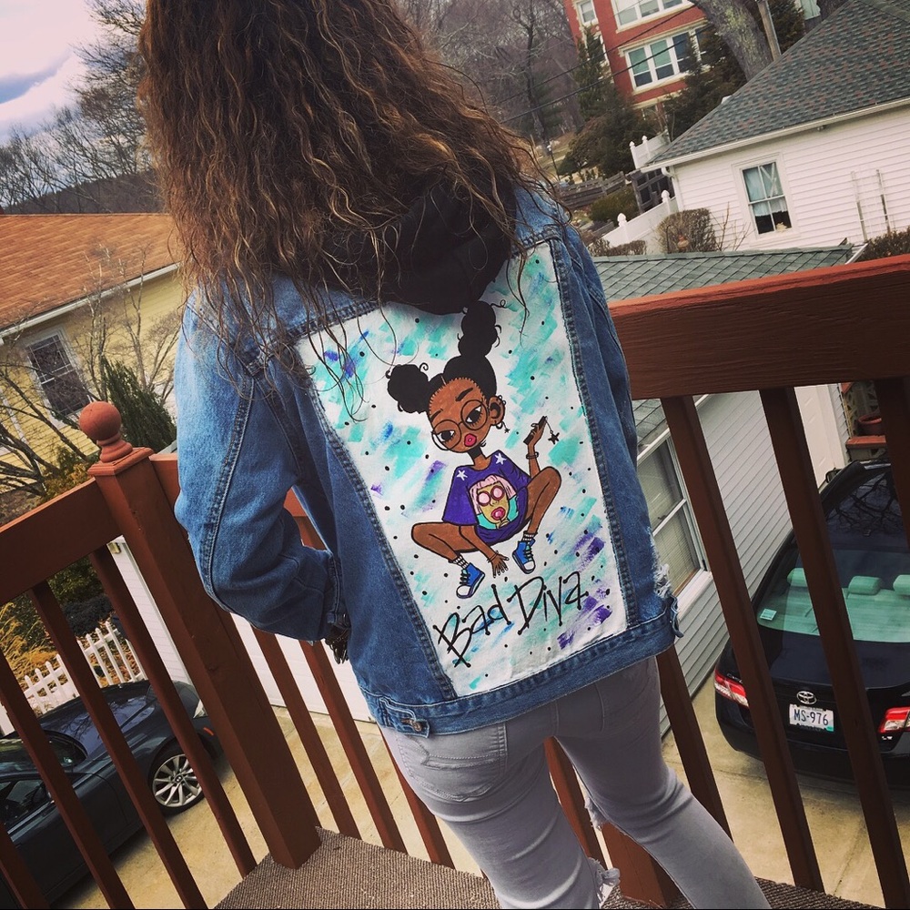 Hand Painted Jean Jacket - Picture 4 of 5